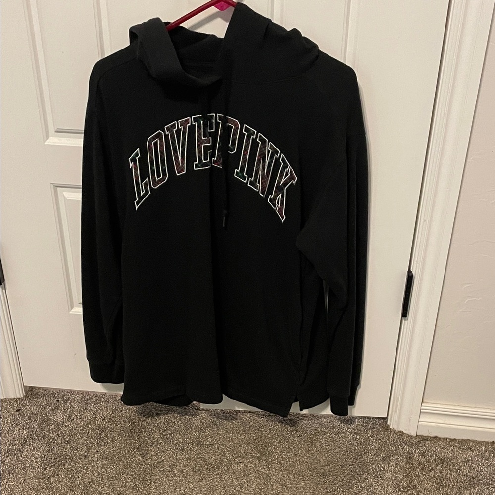 Victoria's Secret Black Hoodie with White Lettering
